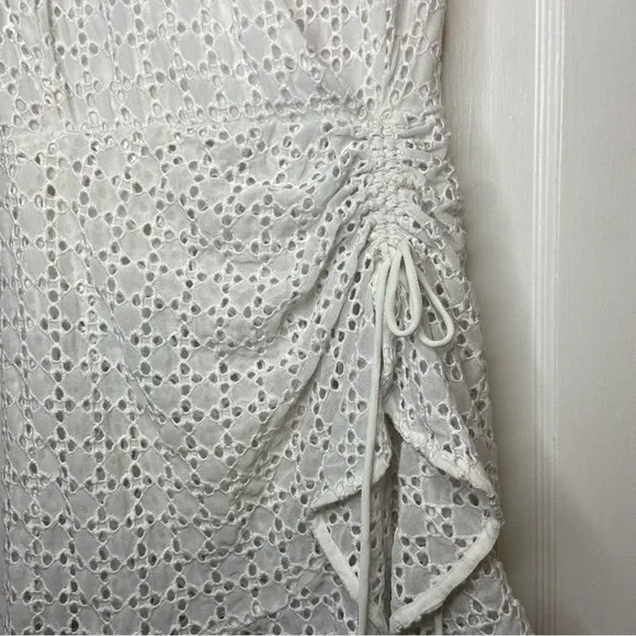Bardot Nadia Tie Back Mini Eyelet Dress in ivory white size 12 - Picture 8 of 15